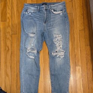 Judy Blue Medium Wash Speckled Boyfriend Denim Distressed Jeans Size 20W